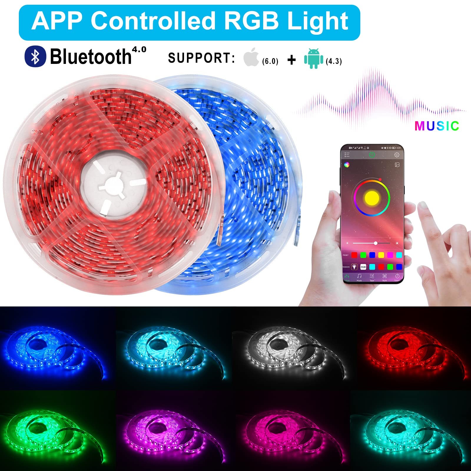 Bluetooth LED Music Controller DC5-24V 30A Smart RGB Bluetooth Controller wit...