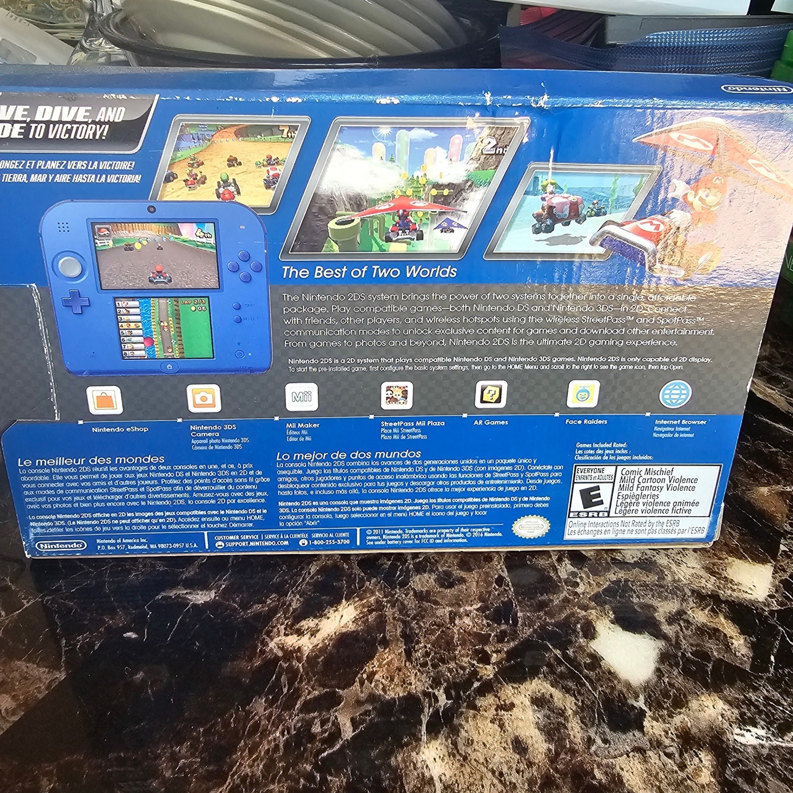Nintendo 2DS Electric Blue 2 Mario Kart 7 Replacement Empty Box Only No Console