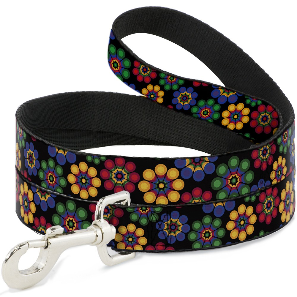 Dog Leash Psychedelic Daisies Black/Multi Color
