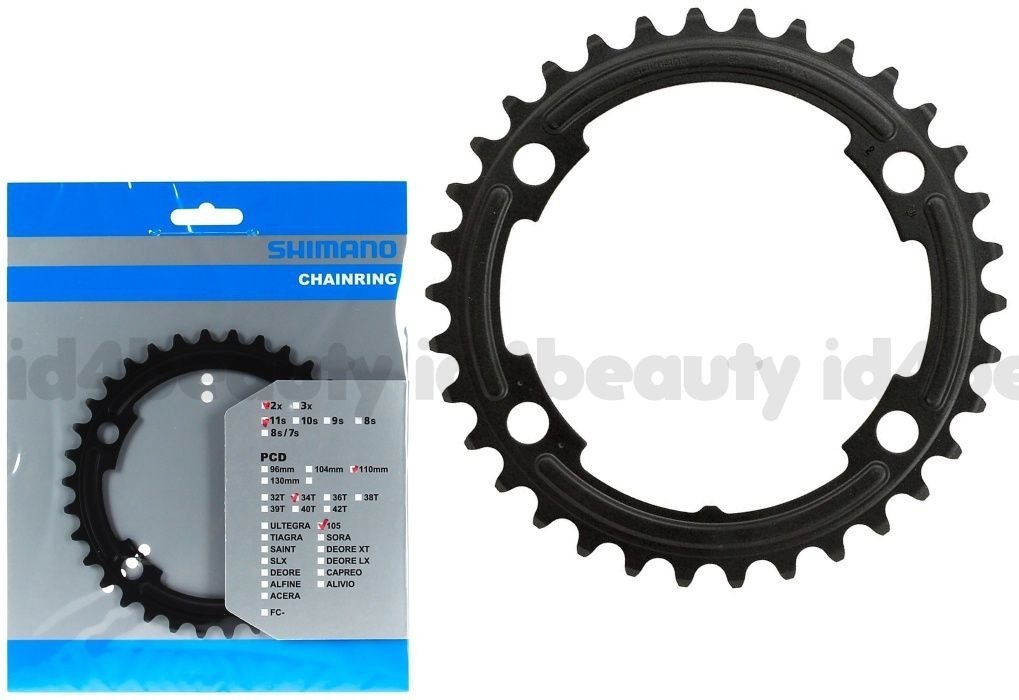 Shimano 1pc Genuine 105 FC-5800L Black Chainring 34T-MA For 50-34T NIB
