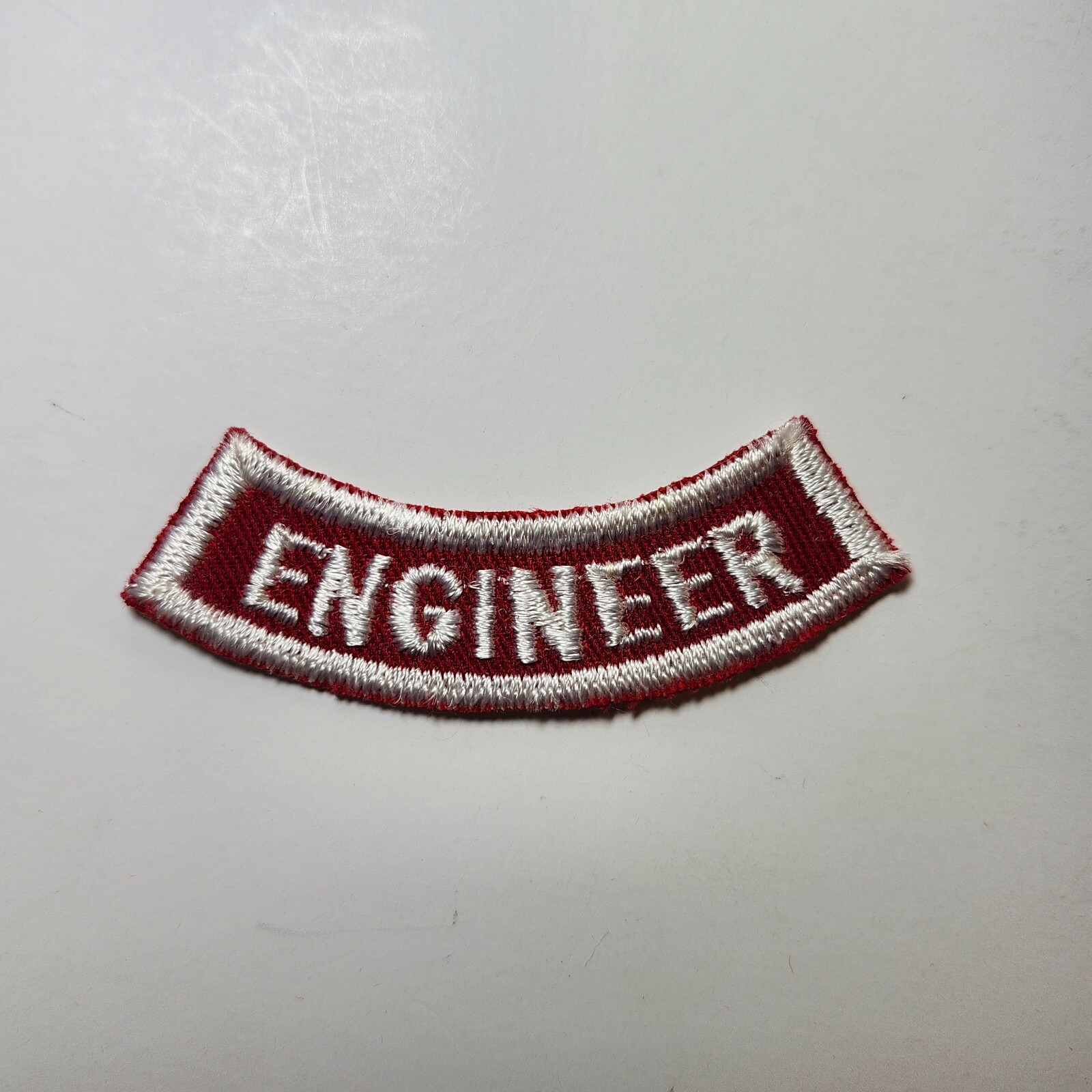 (2) ENGINEER Lower Rocker Patch - White on Red Twill NOS