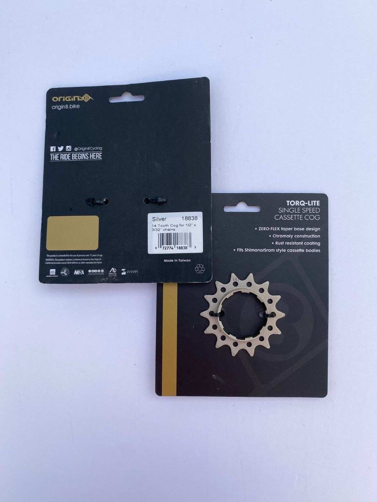 Cycling - New Origin8 Torq-Lite single speed cassette cog, silver 14T #18838