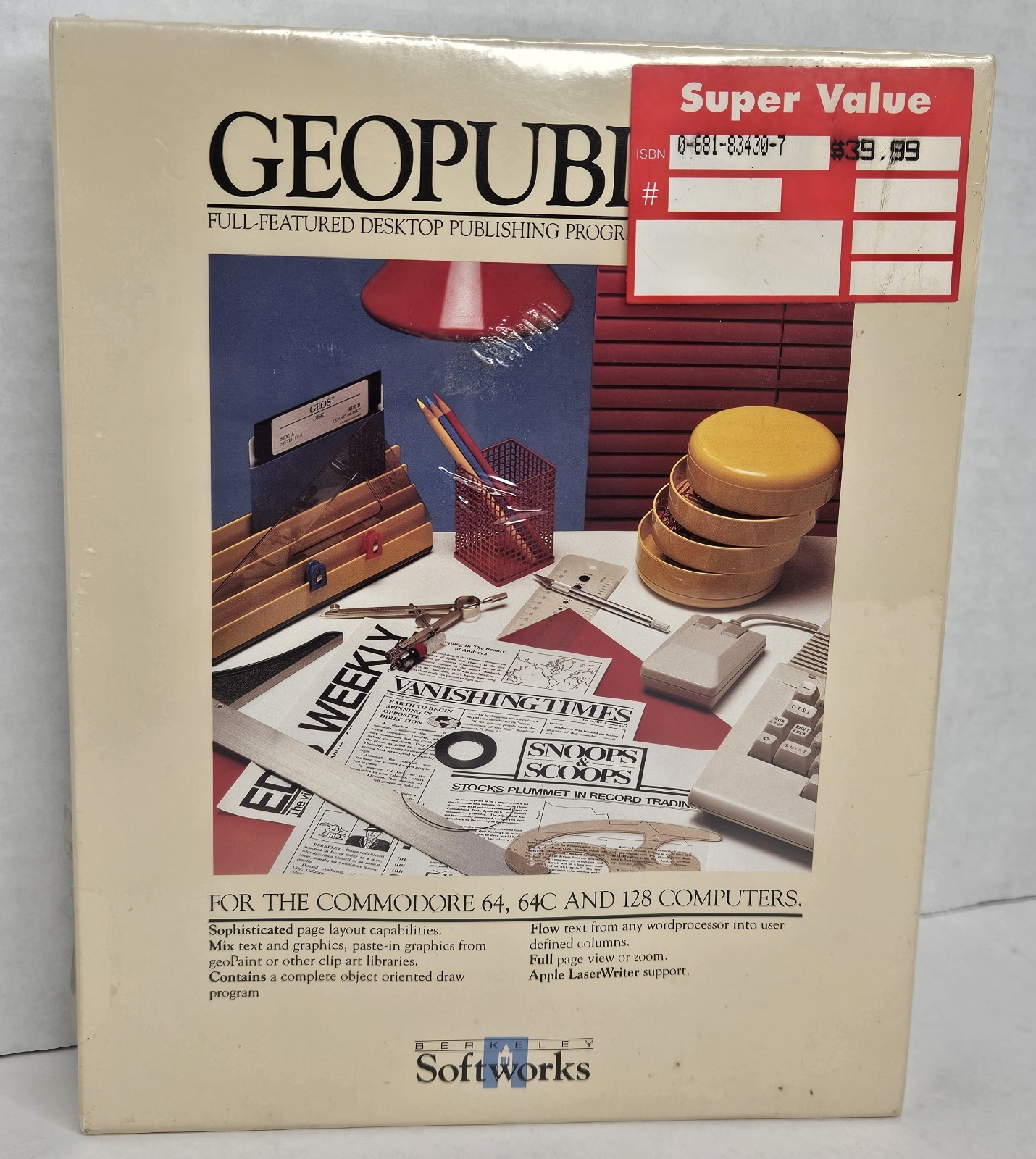 Berkley Softworks Geopublish GEOS Applications Software Commodore 64 128 Sealed!