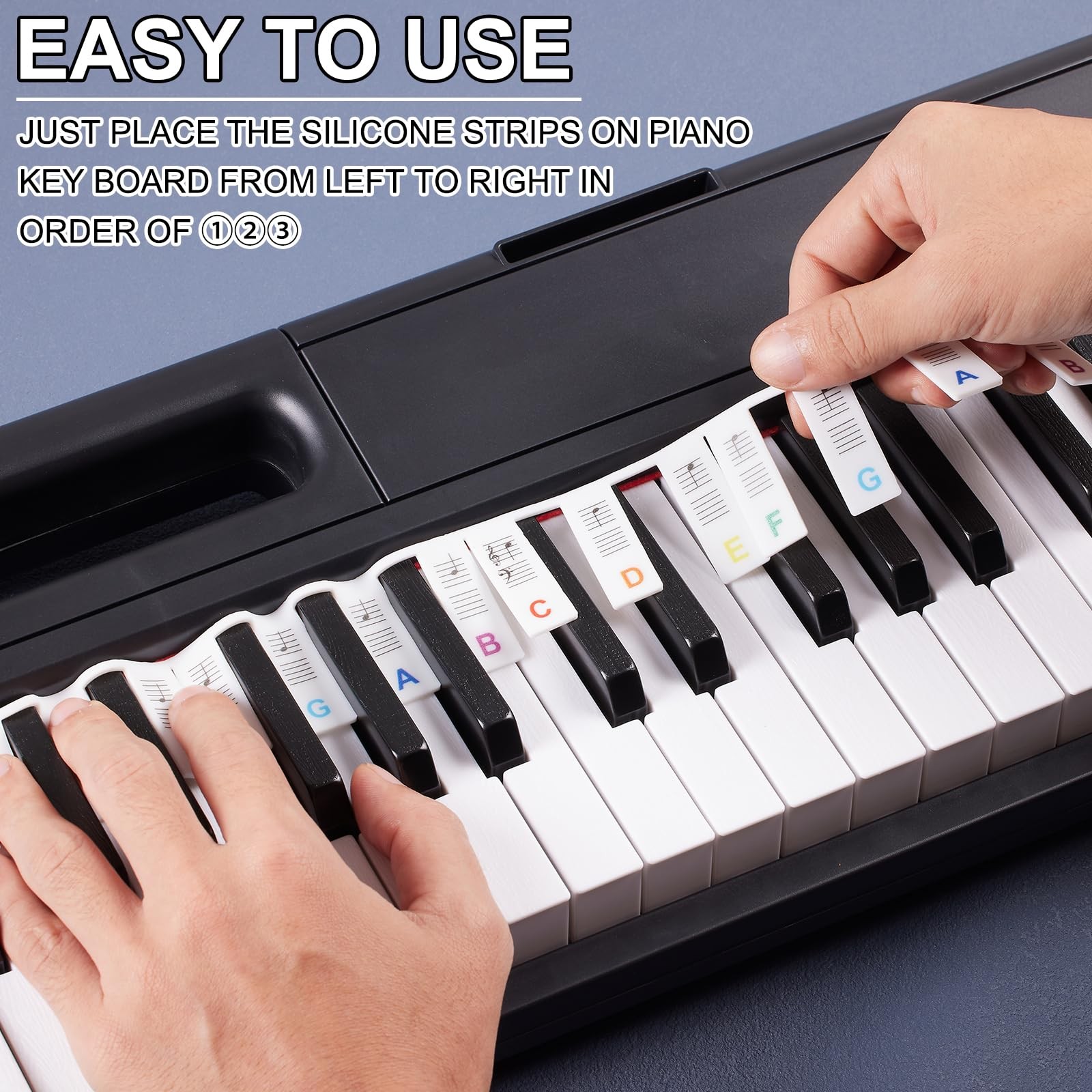 TIPTAP Removable Piano Key Stickers for 88 Full Size, Cuttable Note White
