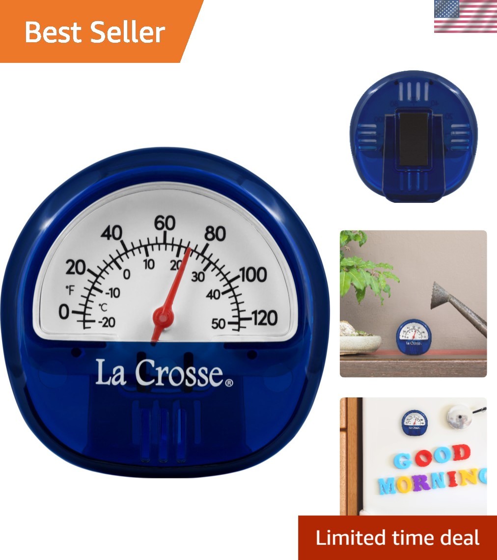 Stylish La Crosse Blue Analog Thermometer with Magnetic Back for Home & Outdoors