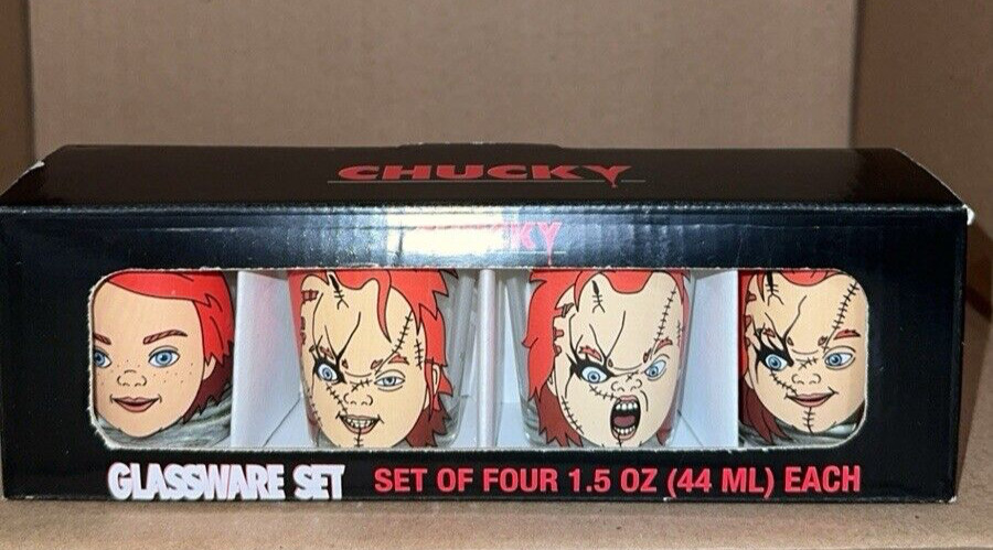 Chucky FACES Shot Glasses HORROR 4 PACK NEW