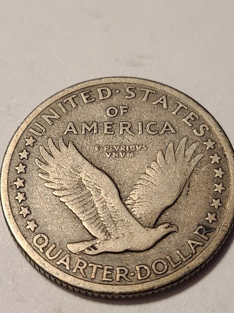 1917 TYPE 1 STANDING LIBERTY SILVER QUARTER, VF DETAILS