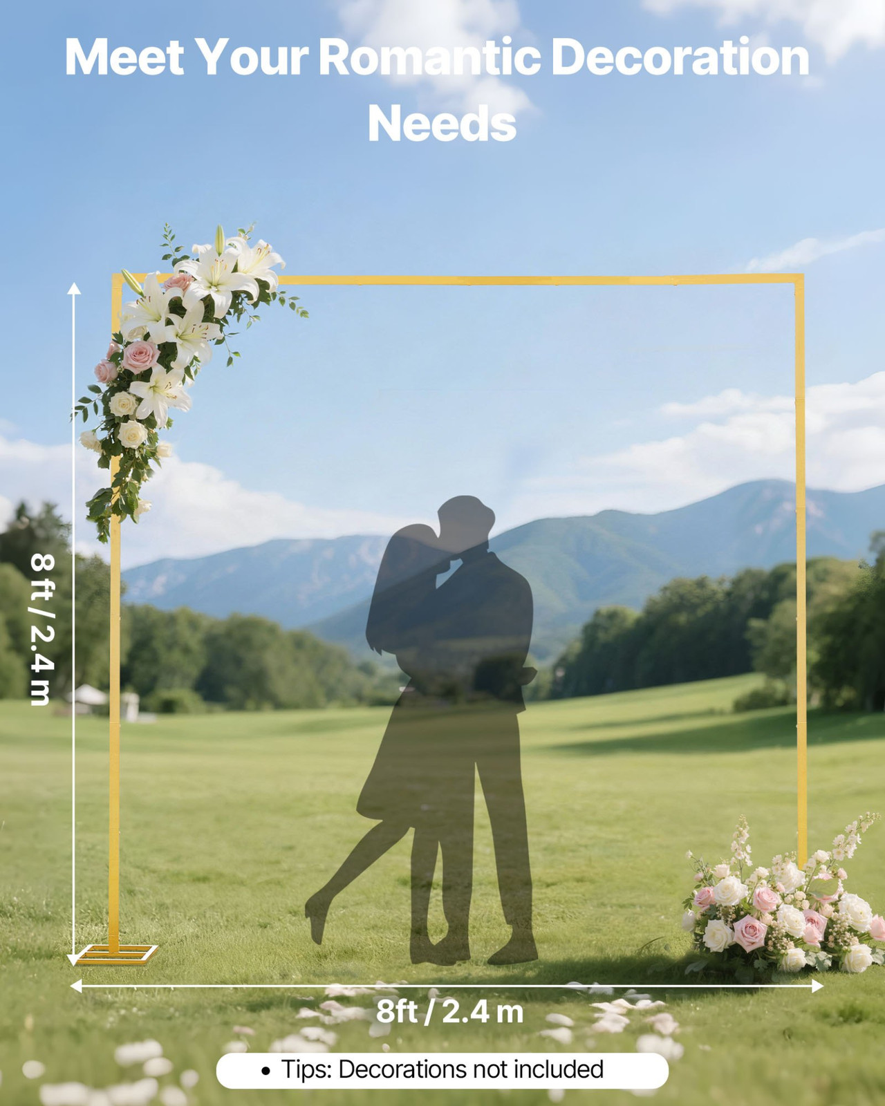 VEVOR 8x8ft Gold Arch Backdrop Stand for Wedding, Party, Event Decor