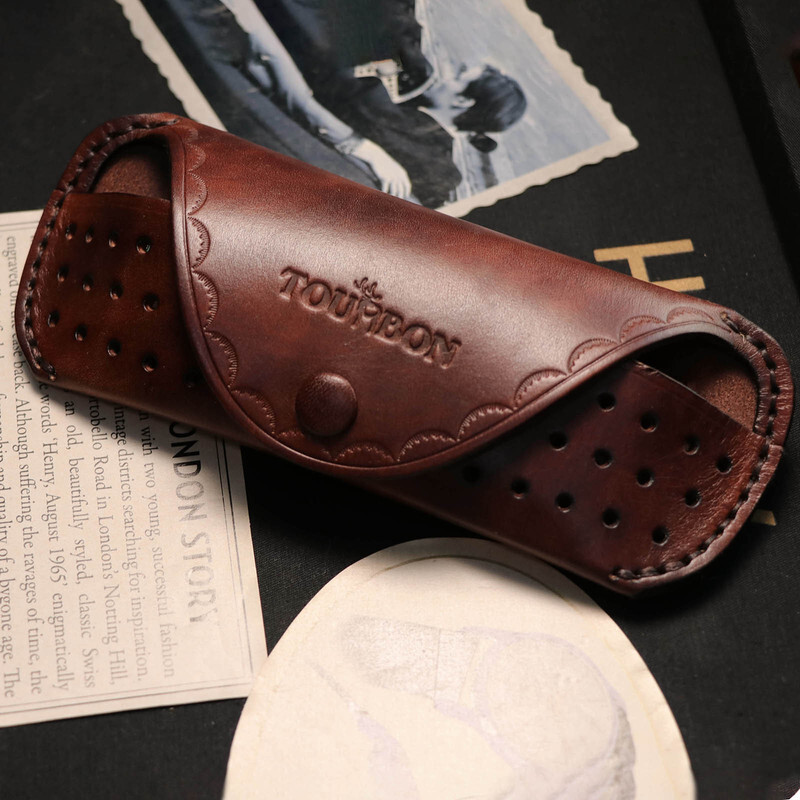 TOURBON Leather Eyeglasses Protector Case Glasses Carrier Belt Pouch Gift