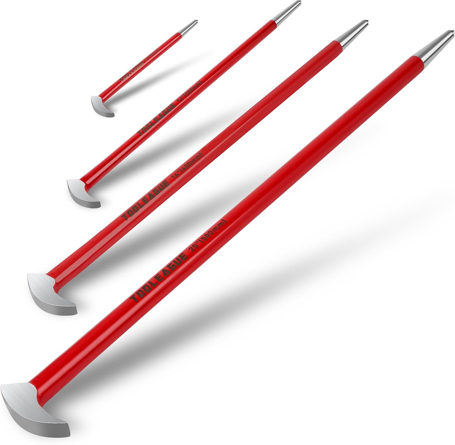 4Pcs Rolling Head Pry Bar Set,6",12",16",20" Heavy Duty Pry Bars | Hand Tool for