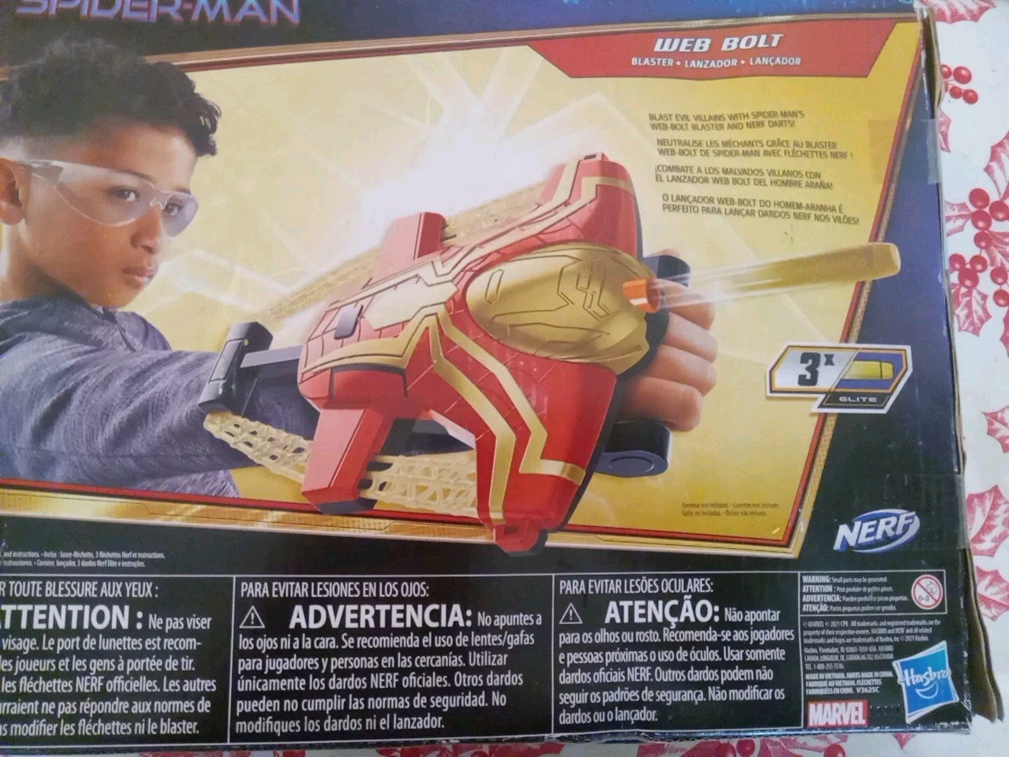 NERF Marvel Studios Spider-Man Web Bolt Blaster Soft Dart Launcher Damaged Box