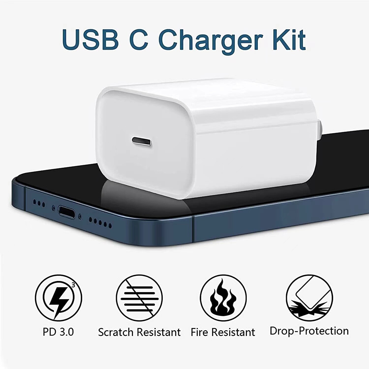 20W USB C Fast Charger PD TypeC Cable Power Adapter For Samsung Galaxy iPhone 15