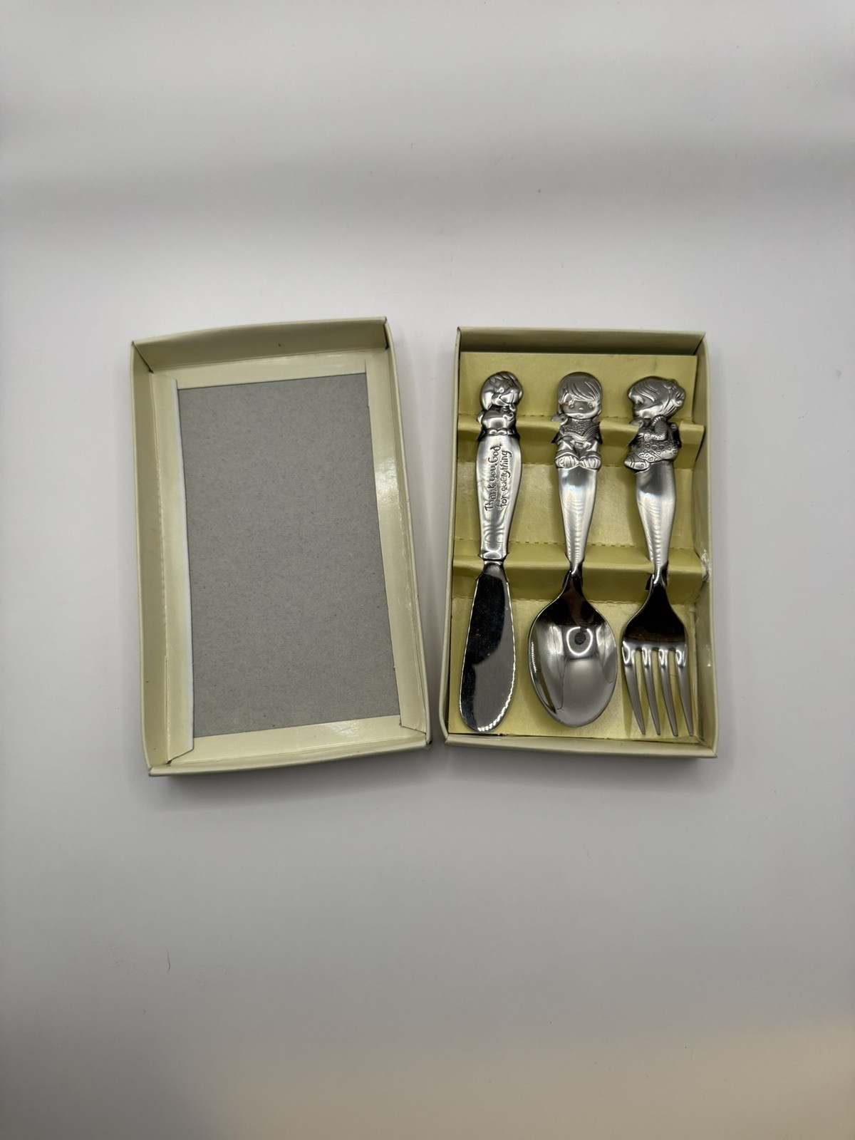 Vintage 1983 Precious Moments 3-Piece Child Flatware Set - Stainless Steel Japan