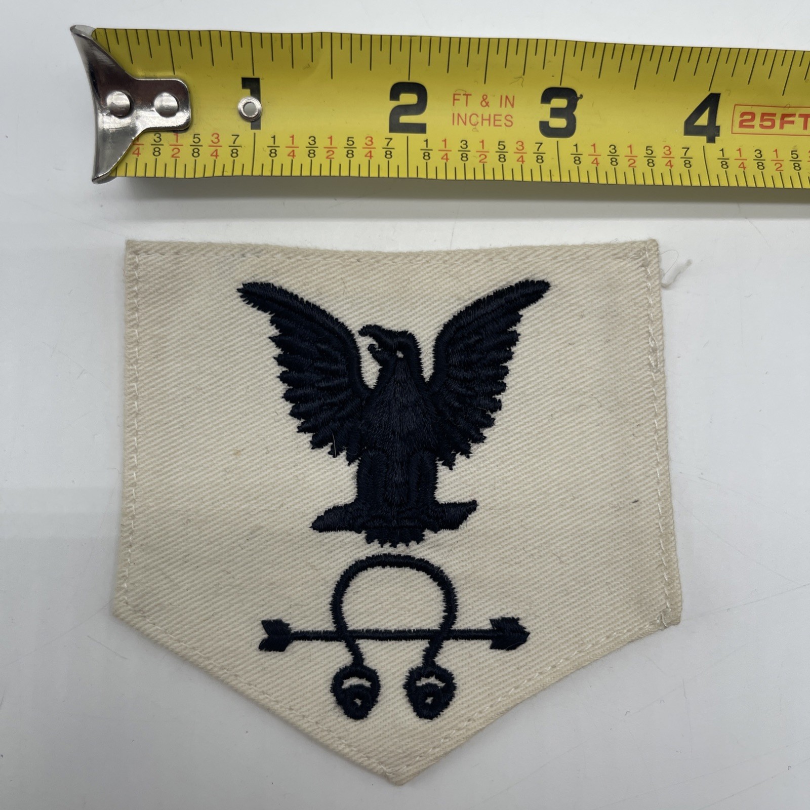 U.S. Military Navy Naval Soundman Rank Shoulder Patch Summer White Pearched Eagl