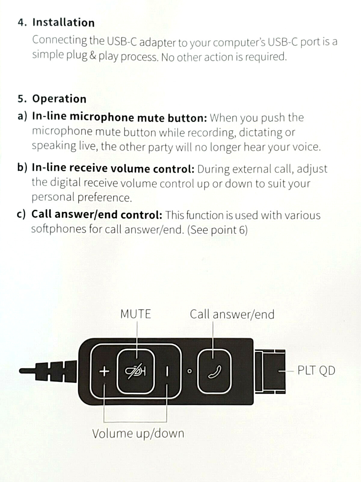 10 Pcs. Headset Phone Call Control BL-054MS+P MS USB Wire for JPL & Plantronics