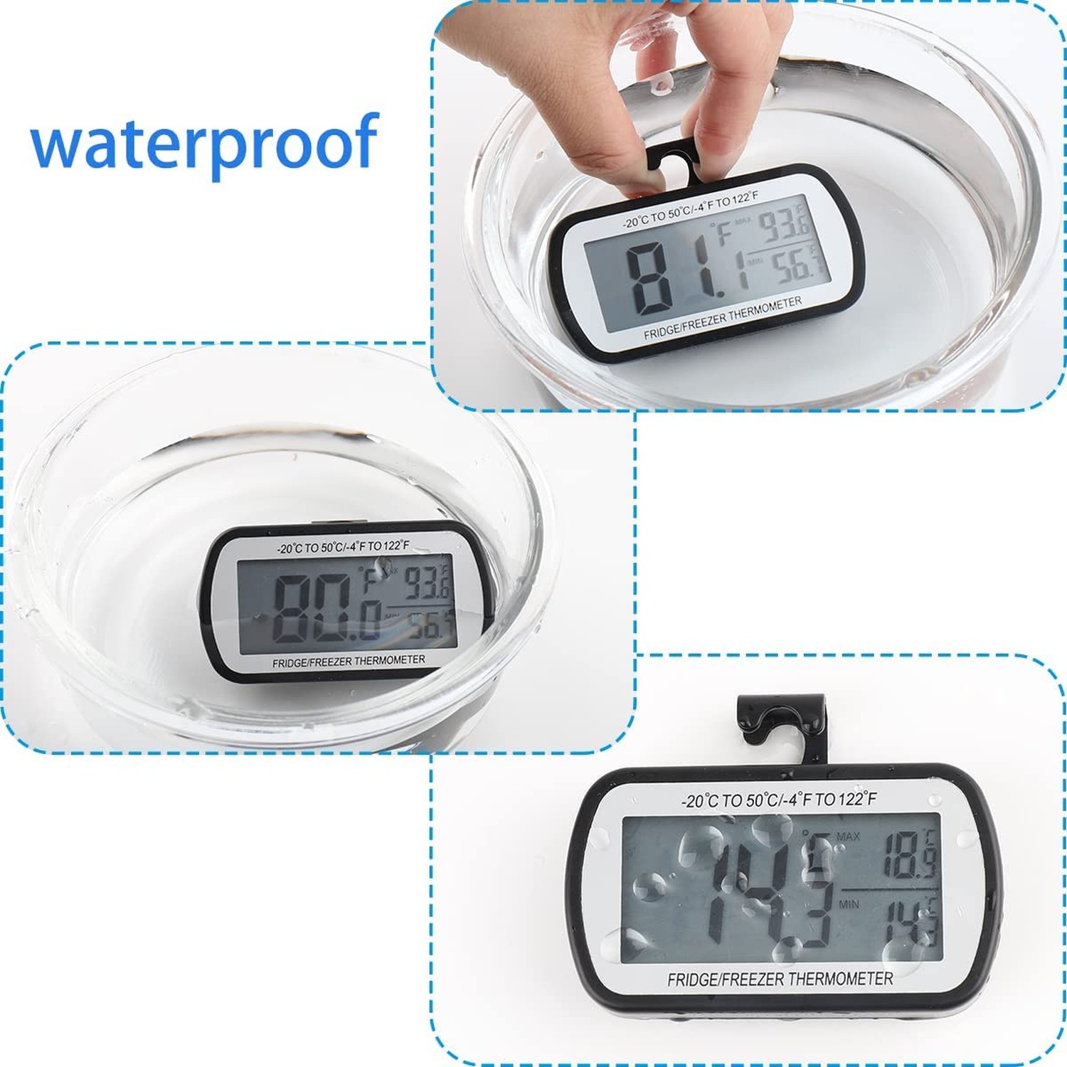 2 Pack Refrigerator Fridge Thermometer Digital Freezer Room Thermometer Water...