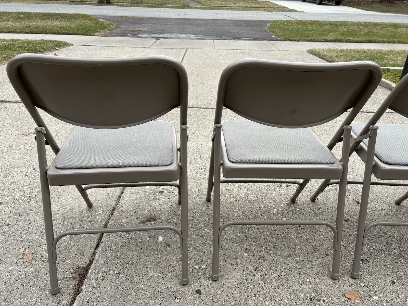 4 Samsonite Vtg Metal Folding Chairs Model 2800 Sage