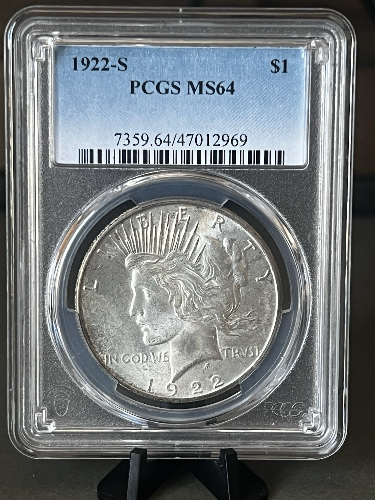 1922-S Peace Dollar PCGS MS64 Silver $1 Coin San Francisco Uncirculated