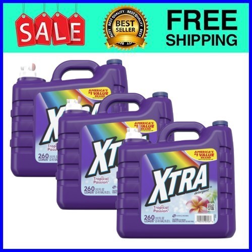 Xtra Tropical Passion, 260 Loads Liquid Laundry Detergent, 312 fl oz,3pack