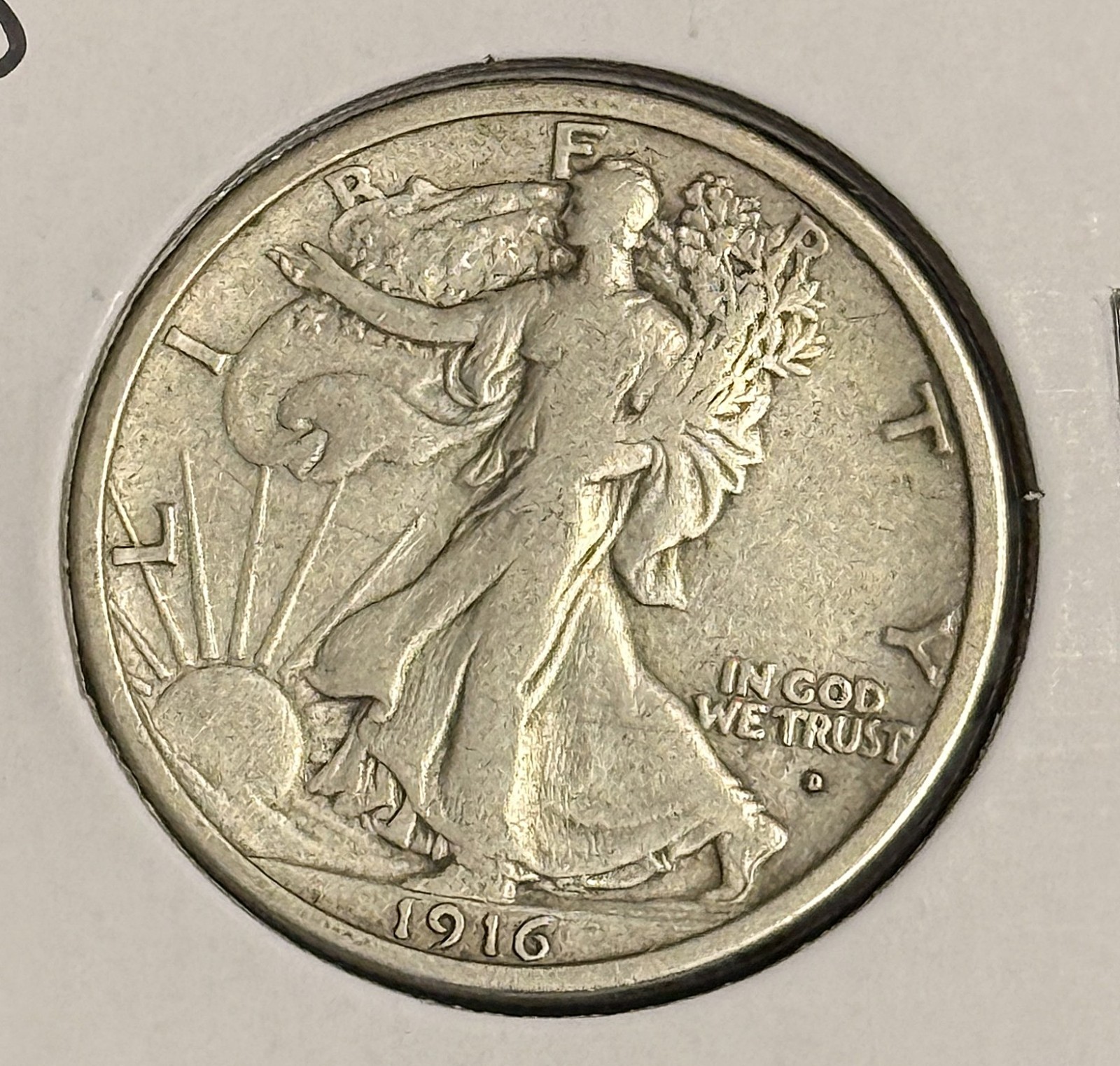 1916-D Walking Liberty Half Dollar, Nicely Circulated. (21462)