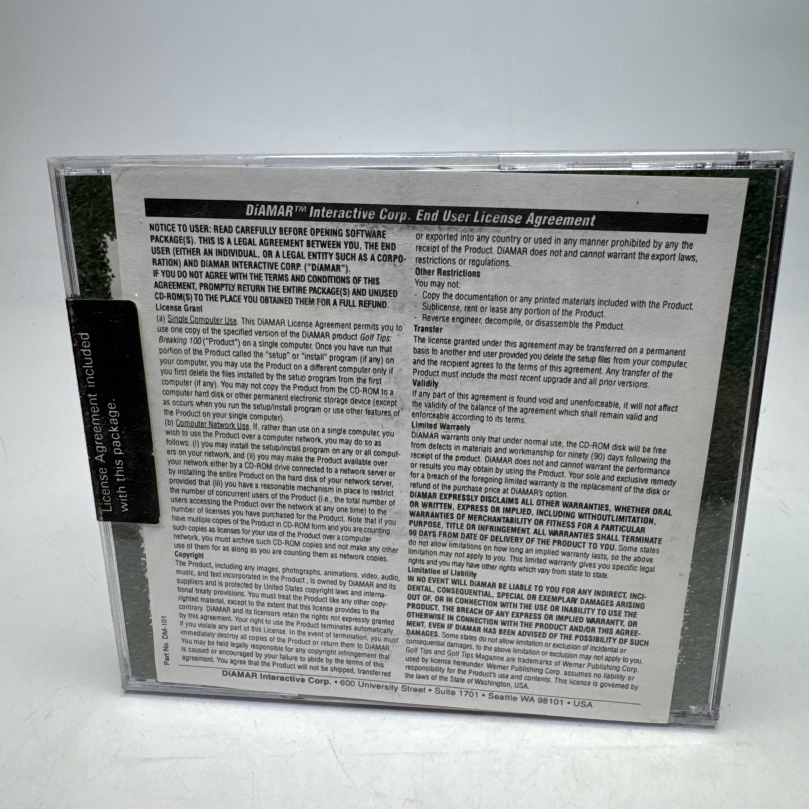 Golf Tips Breaking 100 DiAmar Interactive Beginning -Intermediate Golfer CD-ROM