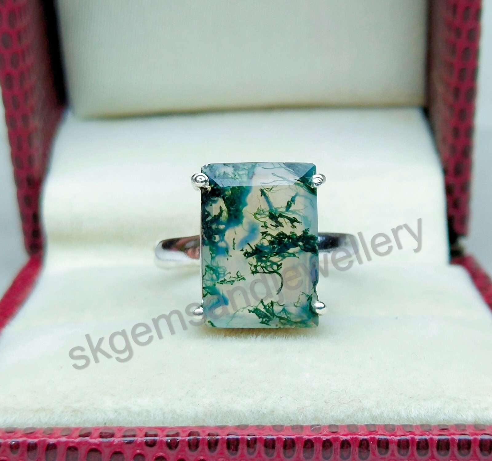Natural Moss Agate Ring 925 Sterling Silver Ring Gemstone Ring All Size