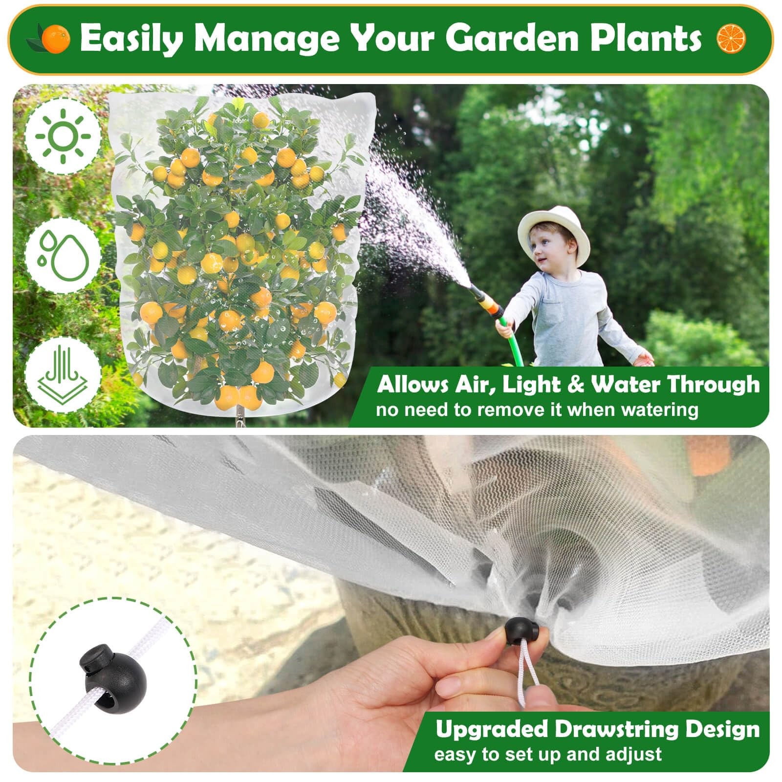 4 Pack 5.2×3.2Ft Bird Netting for Blueberry Bushes, Tree 4 Pack, White