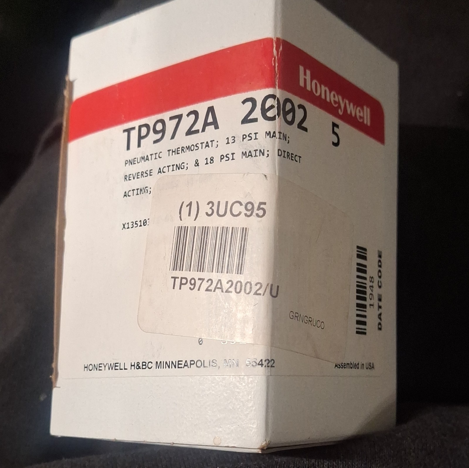 Honeywell TP972A 2002 Pneumatic Analog Non-Programmable Adjustable Thermostat