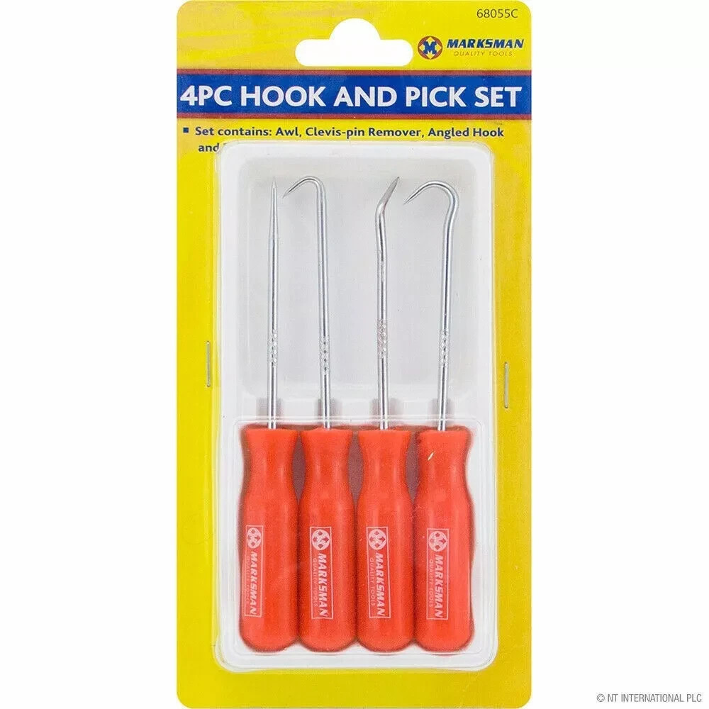 4pc Pick & Hook Set O-Ring Seal Gasket Remover Spring Removal Tool Kit..