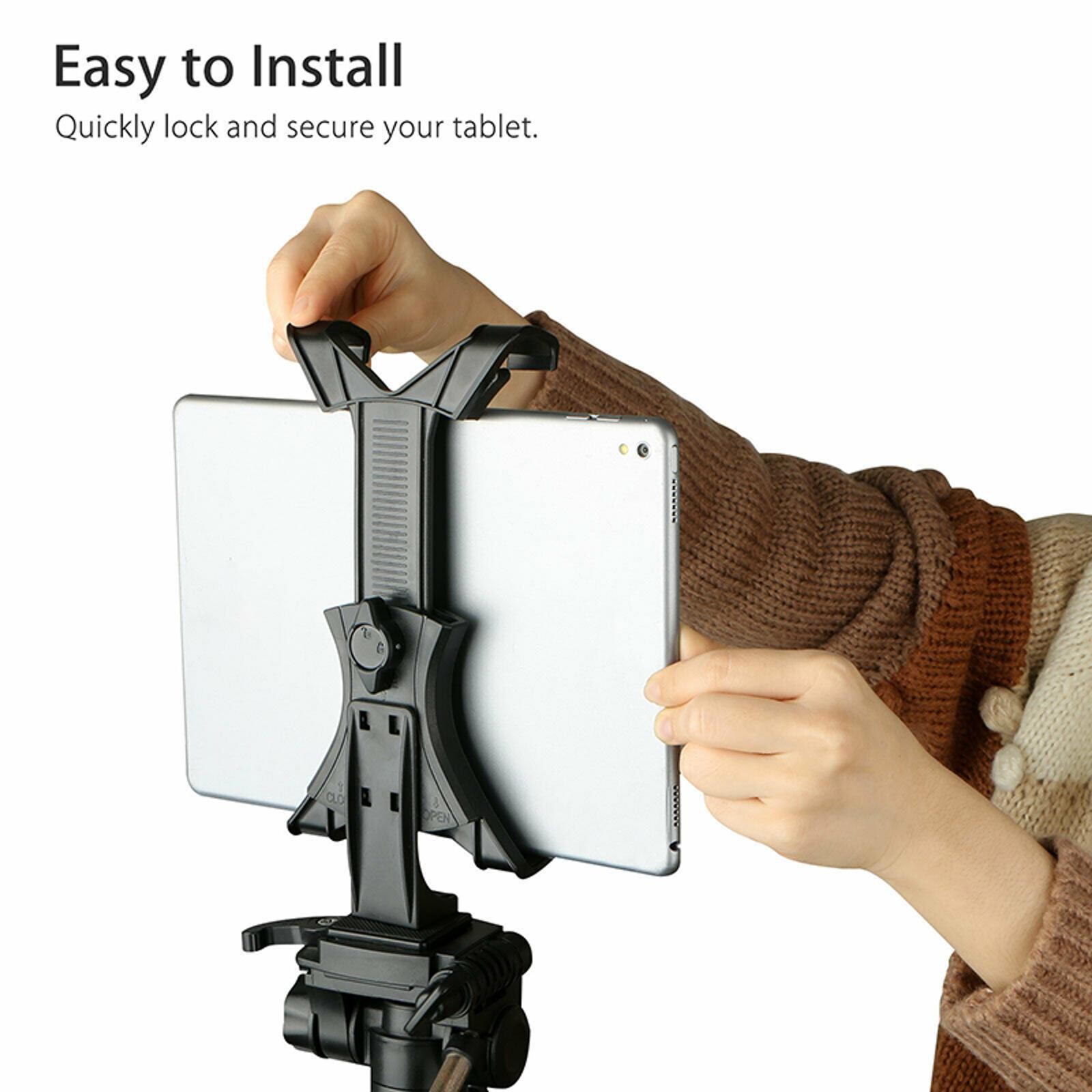 1/4in Thread Adjustable 7-10" Tablet Tripod Mount Adapter Clamp Holder Bracket