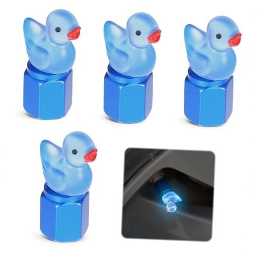 Cute Duck Tire Valve Caps, 4 Pcs Glow in The Dark Tire Valve Caps, Interesting