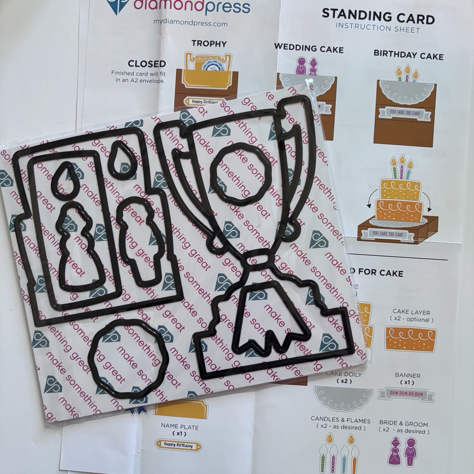Diamond Press Standing Card Kit Slimline Dies & Stamps For Cards And Crafting