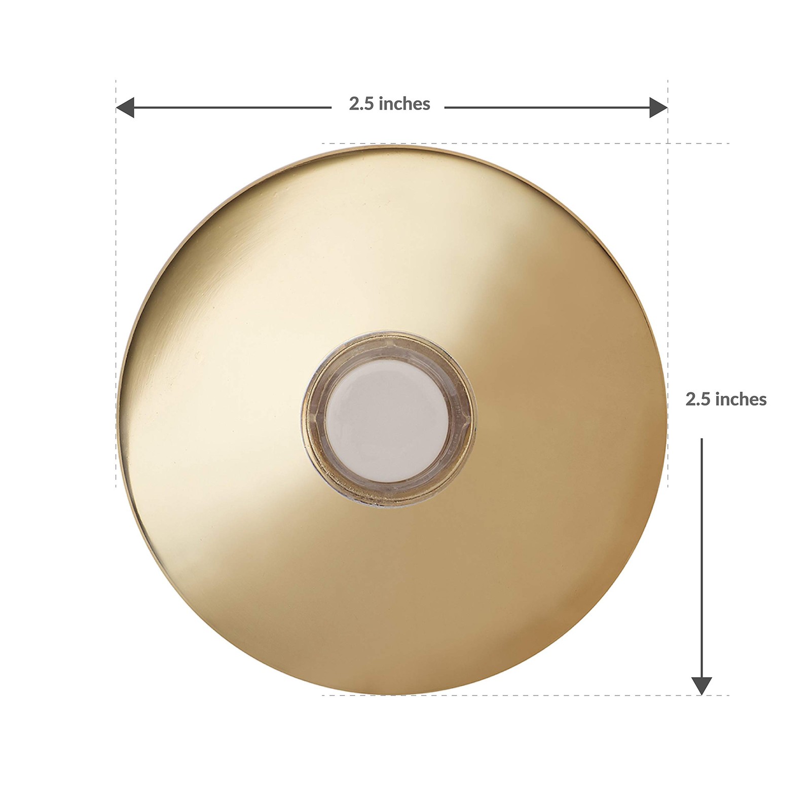 Unlighted Doorbell Button Brass 2.5in Round Surface Mount Wired Push Button
