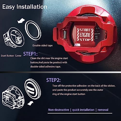 Push Start Button Cover Press Car Engine Stop to Ignition Press-A-Red-Word