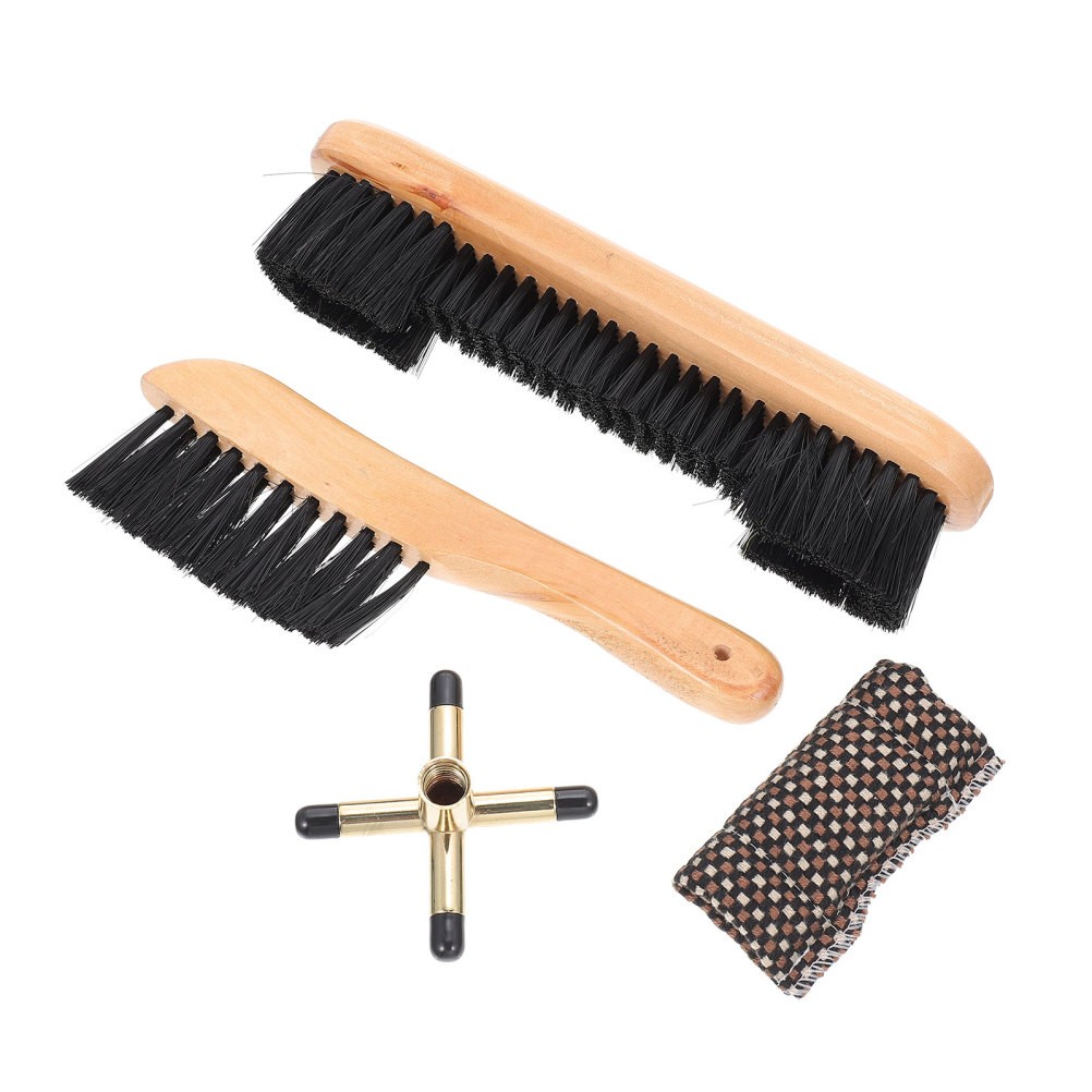 Billiard Table Clean Set Durable PVC Bristle Brush with Cue Holder Metal Rack