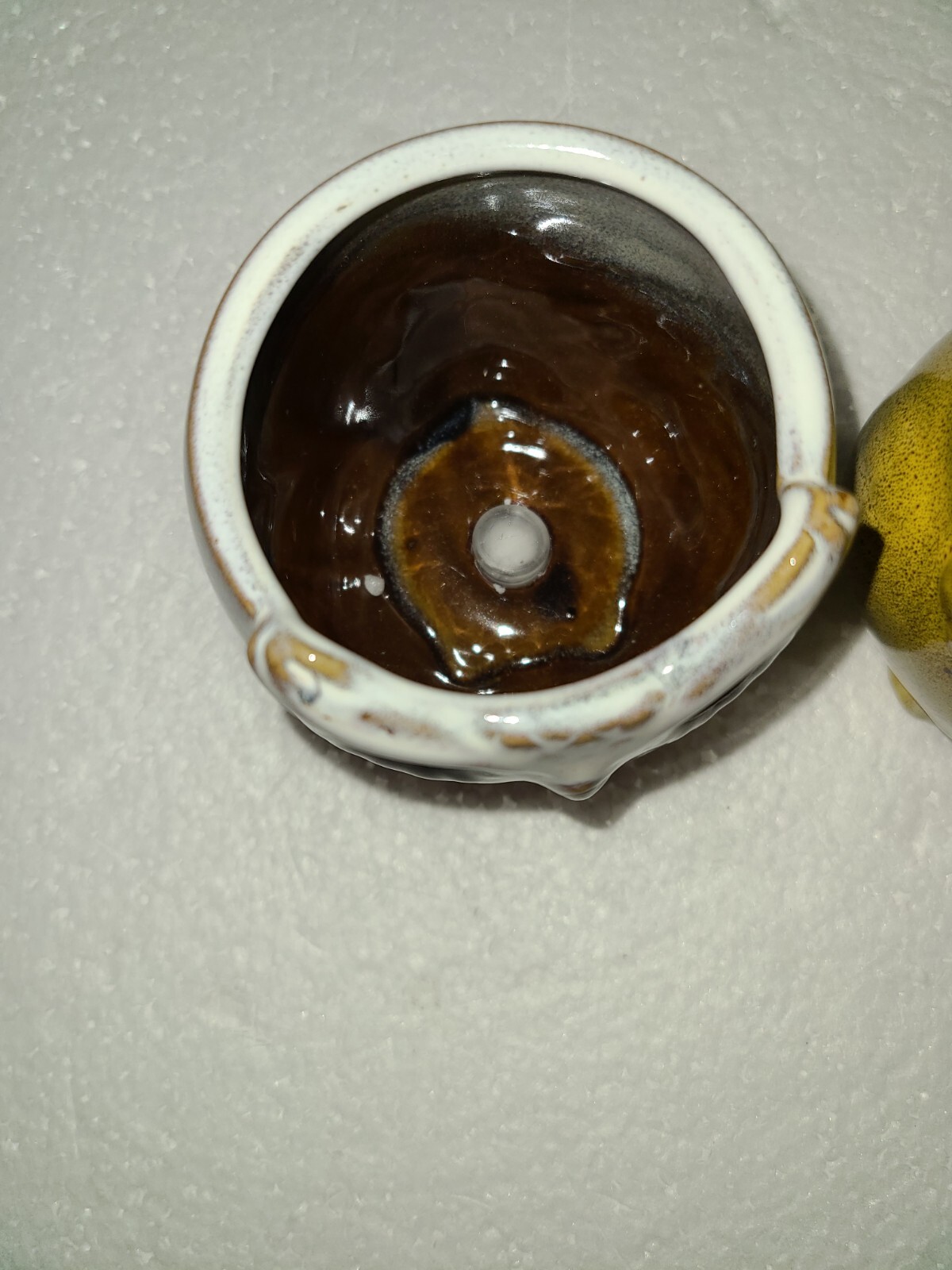 2 SMALL GLAZED POTTERY OWL PLANTERS SUCCULENTS DRAIN HOLE