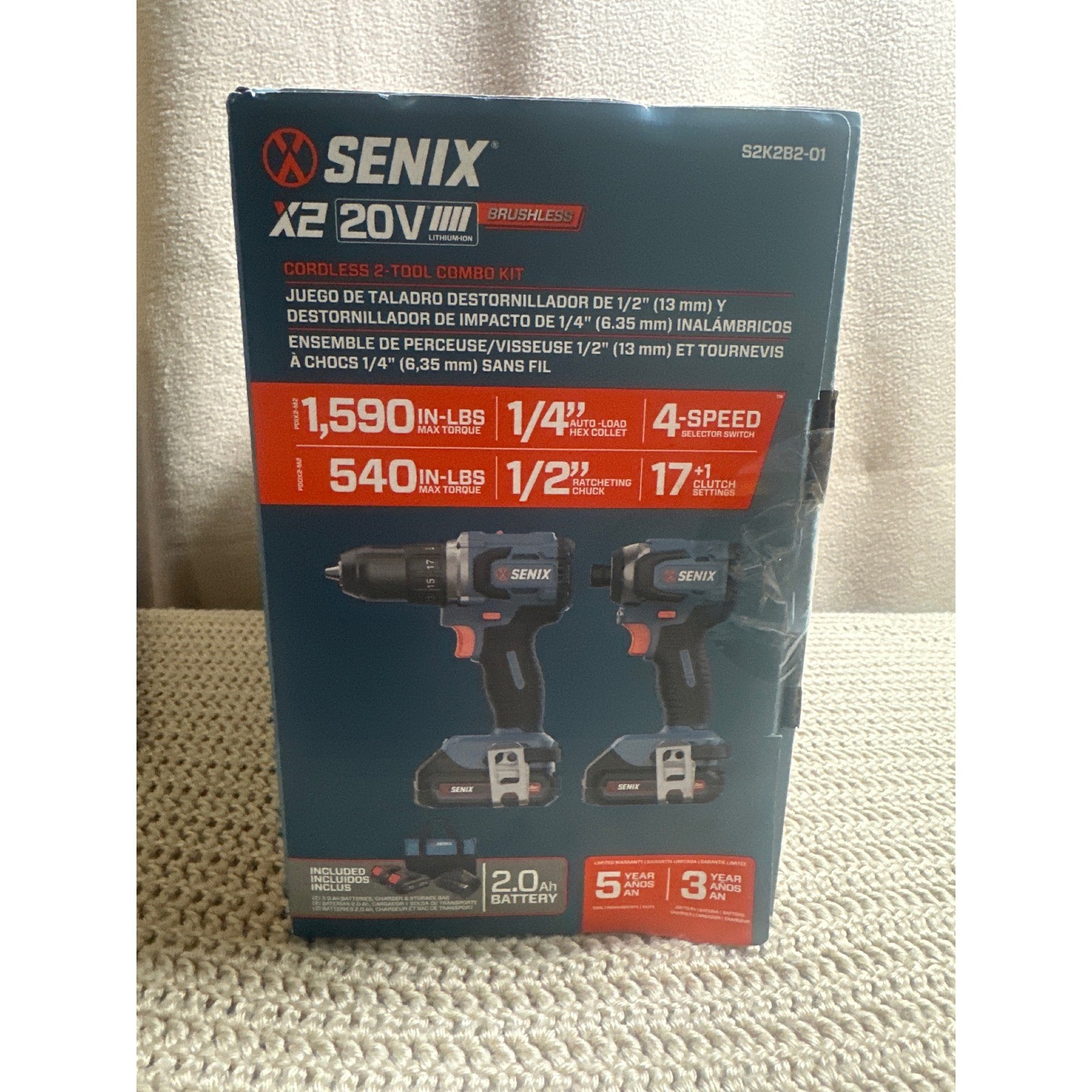Senix X2 20V Max Brushless Cordless 2-Tool Combo Kit Drill Impact Driver