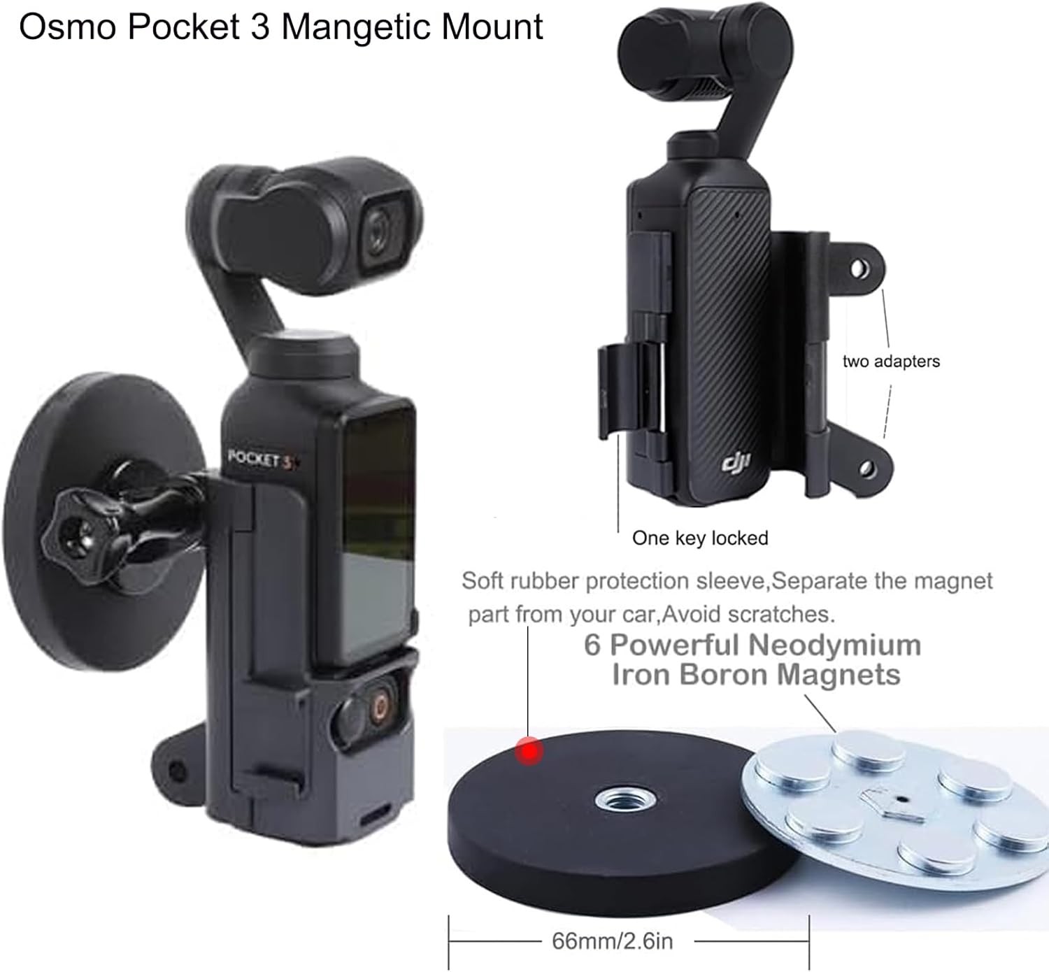 Accessories Kit for OSMO Pocket 3,Including Hard Shell Case,Magnetic Mount,Deskt