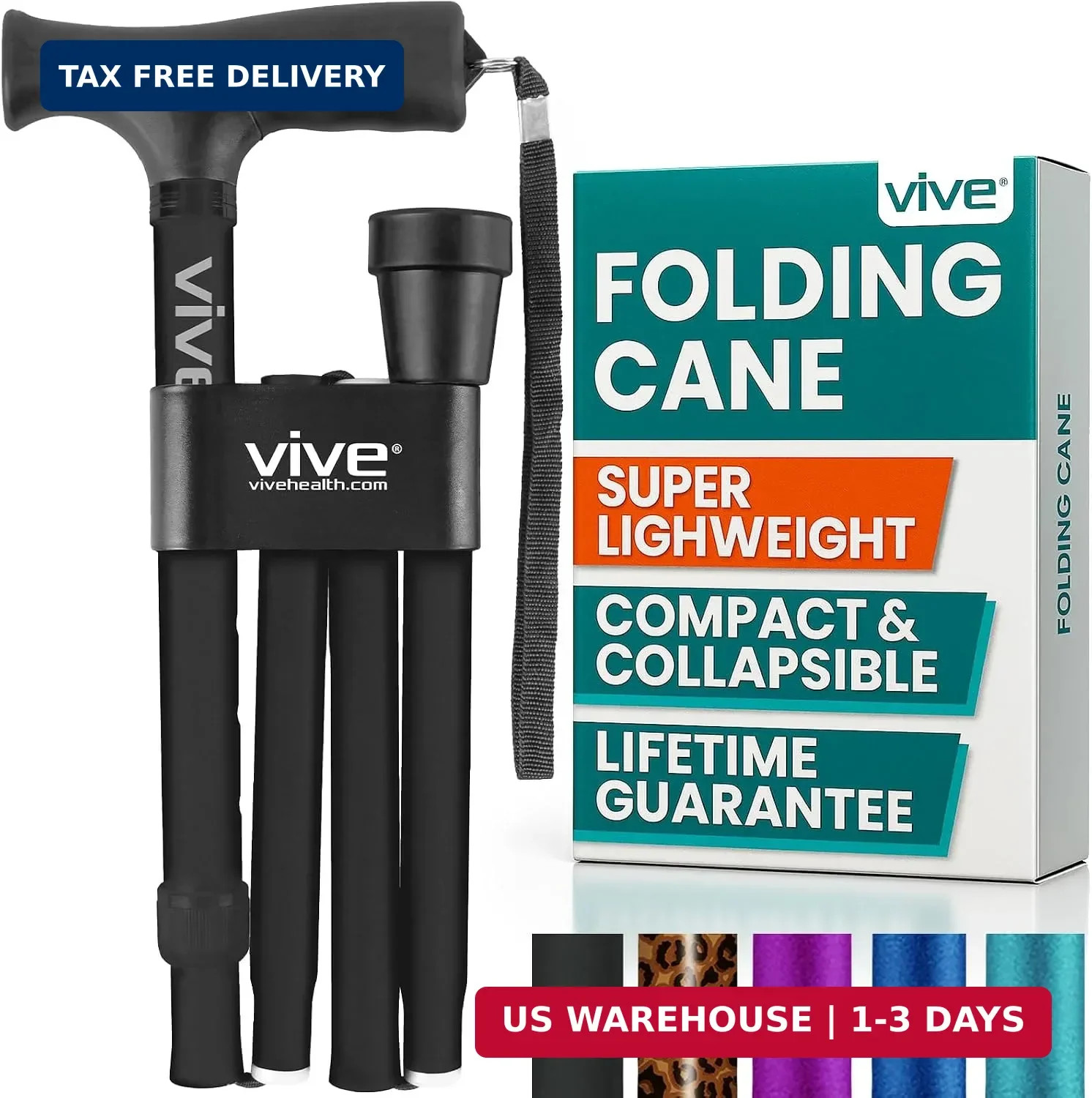 Folding Cane - Foldable Walking Cane for Men, Women - Fold-up, Collapsible
