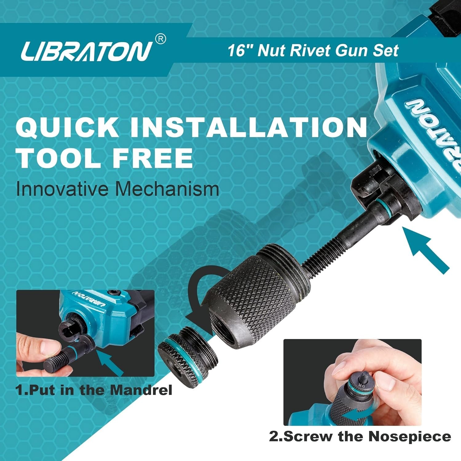 Libraton Rivnut Pliers, 16" Riveter Set, Double Handle Rivnut Pliers We...