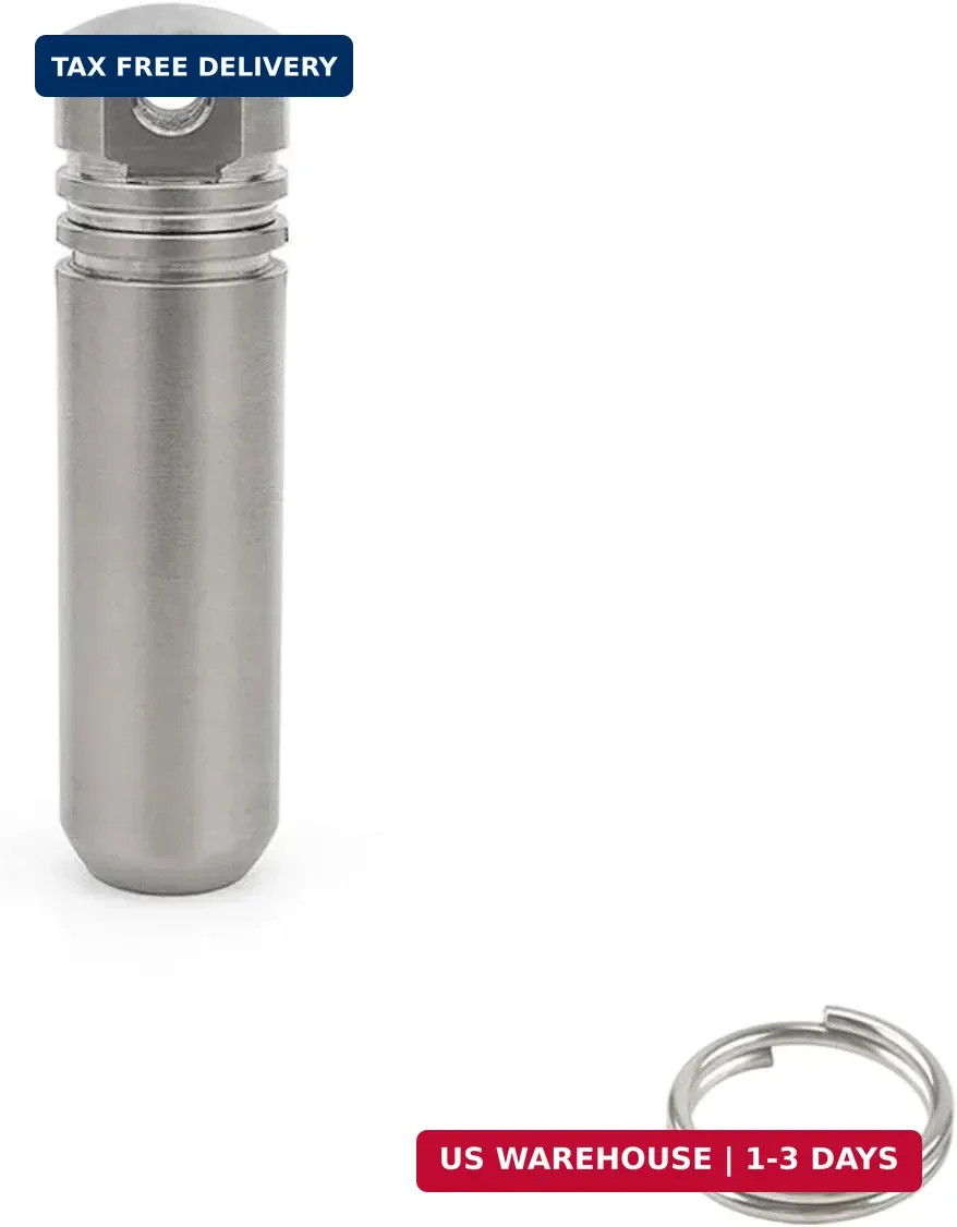 Titanium Pill Holder Keychain, Waterproof Portable Pill Organizer Container for