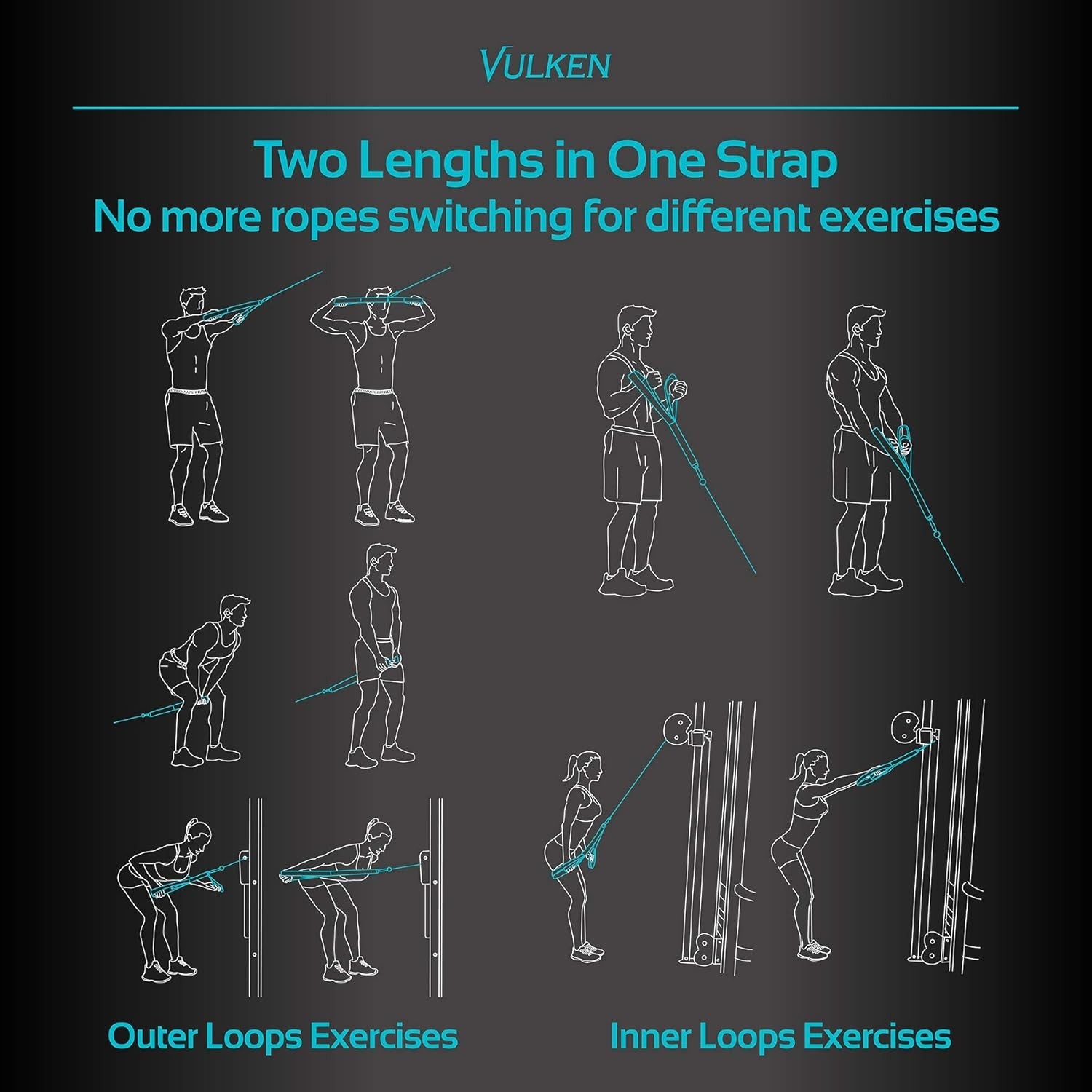 Tricep Rope Cable Attachment. Two Size in One Extra Long Pull Down Rope. Tric...
