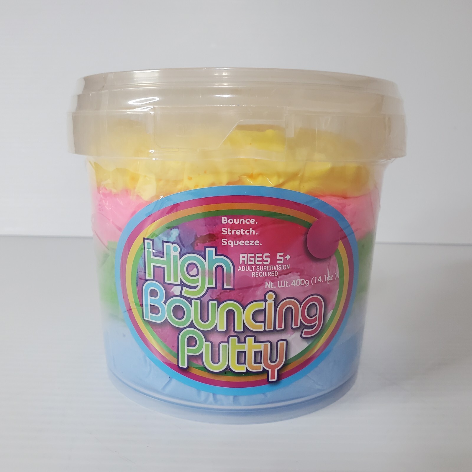 High Bouncing Putty 14 Oz Bucket Kids Toy Rainbow Multicolor