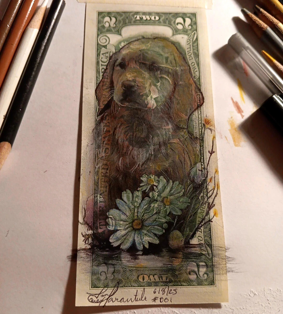 Mixed Media Art & Collage Art by J&M Tarantula Real money as Crazy Horse