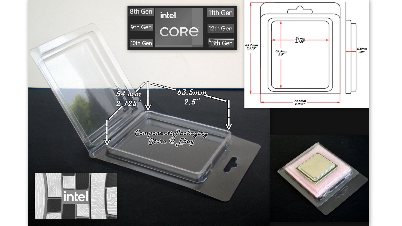 25 - Intel Processor-CPU Packing Case for i9 i7 i5 LGA1700 + Anti-Static Foam