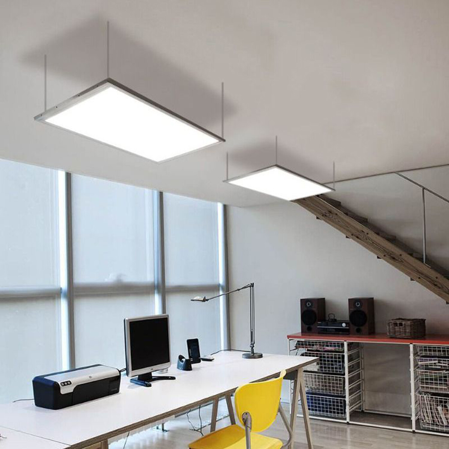 2 PK 2x4 LED Flat Panel Light Remote Control 3000k-5000k Dimmable Office Troffer