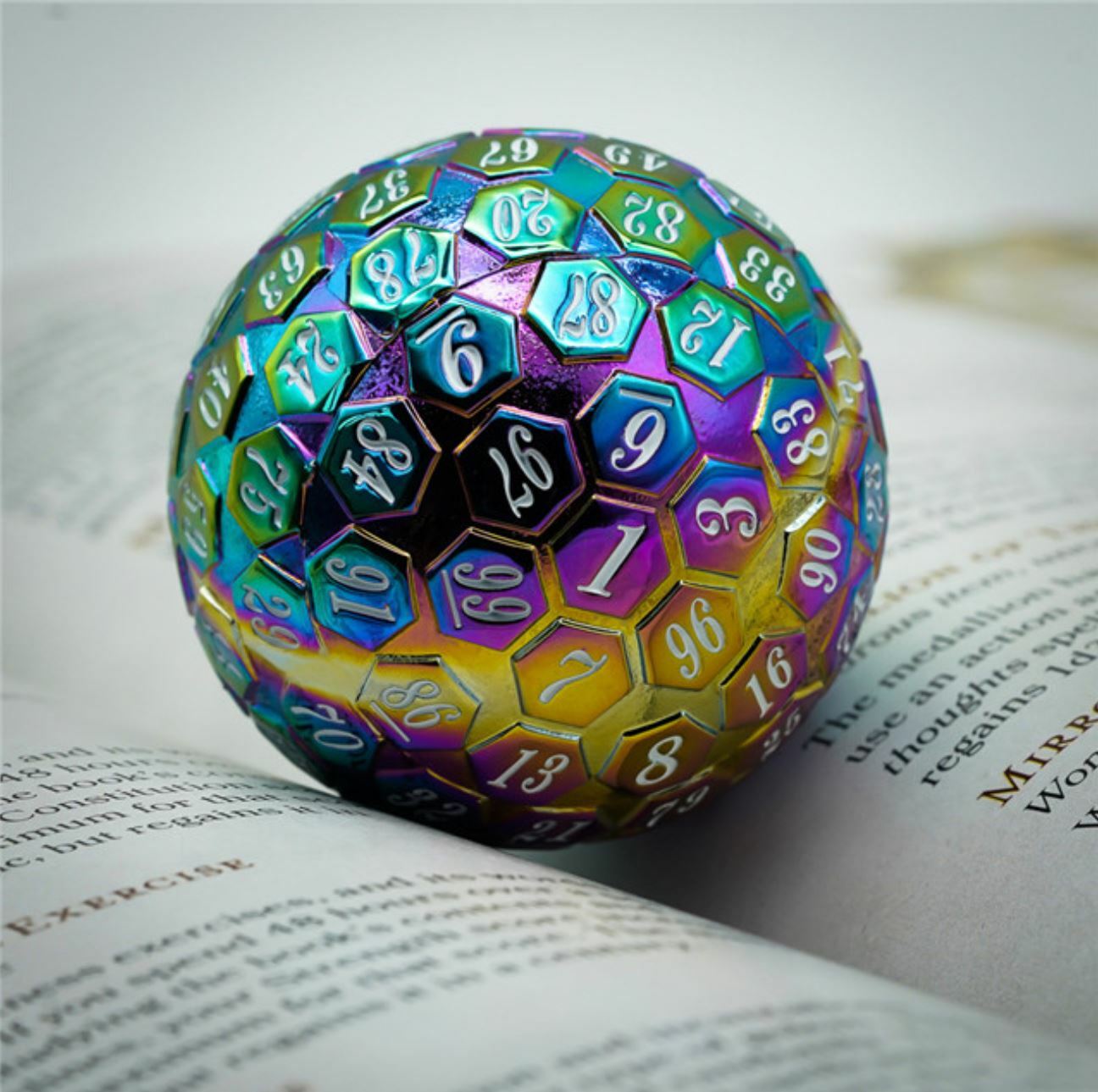 Rainbow Solid Metal d100 Poly RPG DnD Dungeons Dragons Pathfinder d20 AD&D B