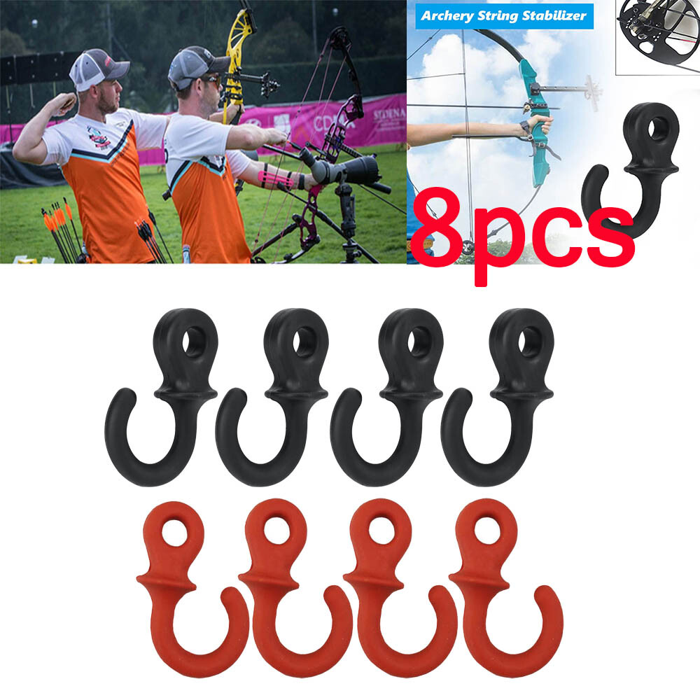 8Pcs Rubber Archery Compound Bow String Stabilizer Monkey Tail Silencer Dampener