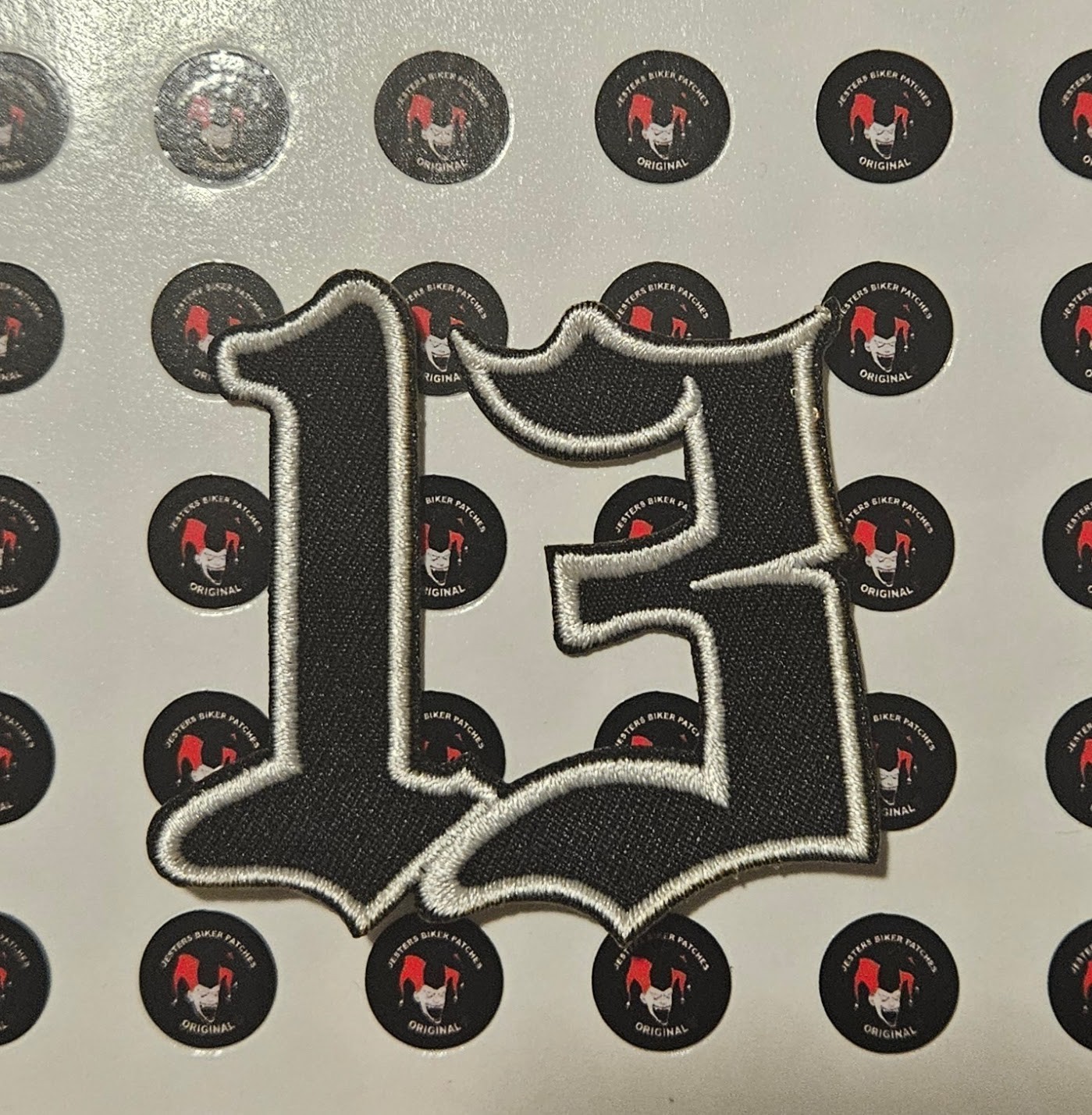 Number 13 White on Black # 13 Patch Motorcycle Patch Biker Patch Veteran Patch