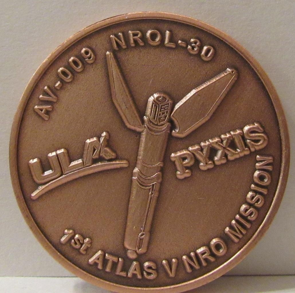 ATLAS V ULA NROL-30 AV-008 PYXIS SPACE MISSION COIN 1ST ATLAS V NRO MISSION